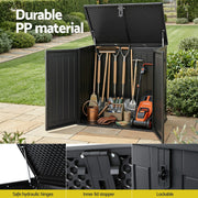 Gardeon Outdoor Storage Box 775L Container Lockable Cabinet Tool Organizer Shed Black OSB-775L-ABK