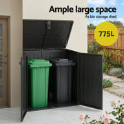 Gardeon Outdoor Storage Box 775L Container Lockable Cabinet Tool Organizer Shed Black OSB-775L-ABK