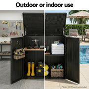 Gardeon Outdoor Storage Box 775L Container Lockable Cabinet Tool Organizer Shed Black OSB-775L-ABK