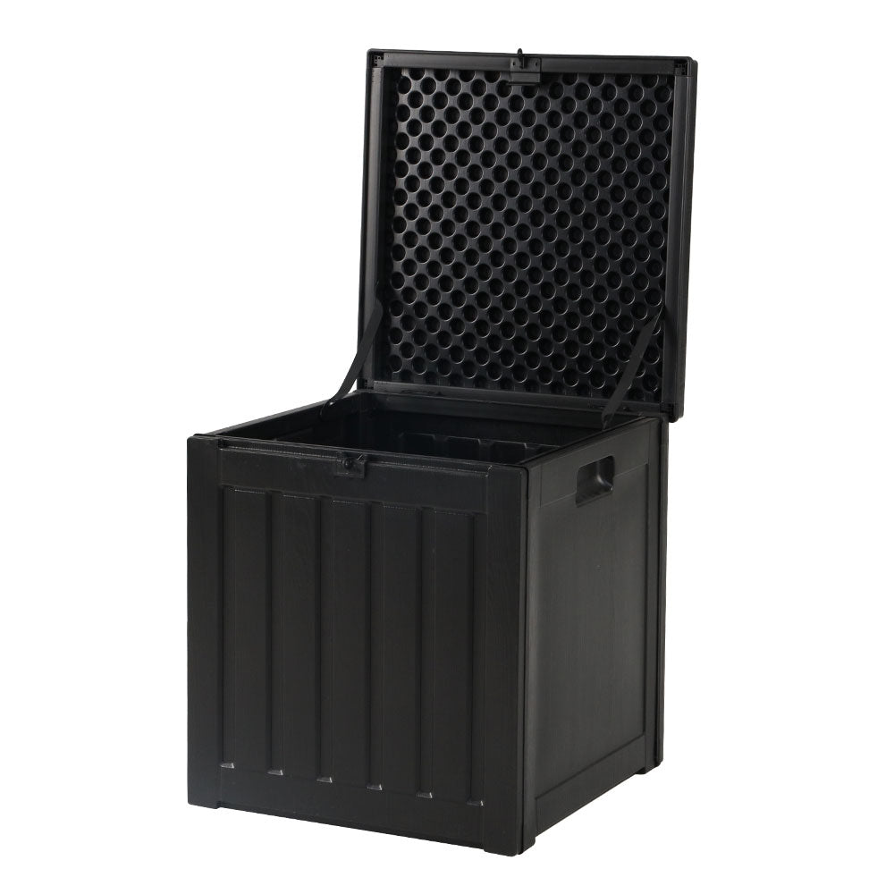Gardeon Outdoor Storage Box 80L Container Lockable Garden Toy Tool Shed Black OSB-80-ABK