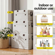 Gardeon 80L Outdoor Storage Box Foldable Camping Collapsible Bins Organizer OSB-80L-FD-BE