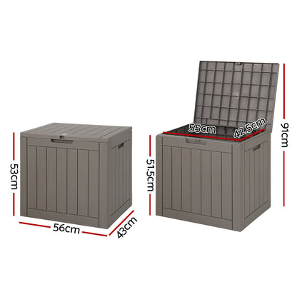 Gardeon Outdoor Storage Box 118L Container Lockable Garden Toy Tool Shed Grey OSB-C-118L-GR