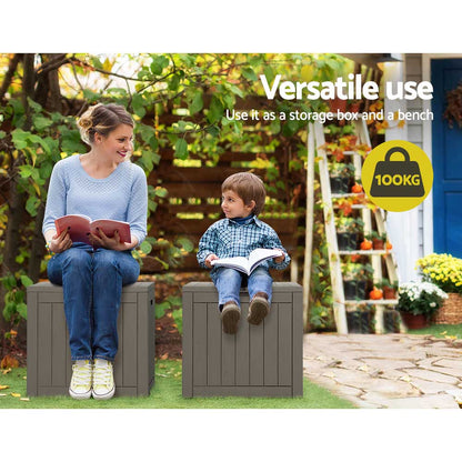 Gardeon Outdoor Storage Box 118L Container Lockable Garden Toy Tool Shed Grey OSB-C-118L-GR