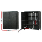 Gardeon Outdoor Storage Cabinet Box Garage Wicker Shelf Chest Garden Shed Tools OSB-CABI-RATTAN-BK