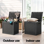 Gardeon Outdoor Storage Box 118L Container Lockable Garden Toy Tool Rattan-Texture Black