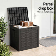 Gardeon Outdoor Storage Box 118L Container Lockable Garden Toy Tool Rattan-Texture Black
