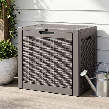 Gardeon Outdoor Storage Box 118L Container Lockable Garden Toy Tool Rattan-Texture Brown OSB-RAT-118L-BR