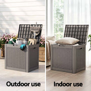 Gardeon Outdoor Storage Box 118L Container Lockable Garden Toy Tool Rattan-Texture Brown