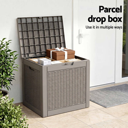 Gardeon Outdoor Storage Box 118L Container Lockable Garden Toy Tool Rattan-Texture Brown OSB-RAT-118L-BR