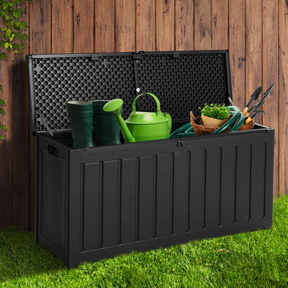 Gardeon Outdoor Storage Box 240L Container Lockable Garden Bench Tool Shed Black OSB-S240-ABK