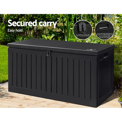 Gardeon Outdoor Storage Box 270L Container Lockable Garden Bench Tool Shed Black OSB-S270-ABK