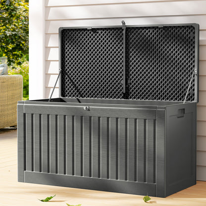 Gardeon Outdoor Storage Box 270L Container Lockable Garden Bench Tool Shed Grey OSB-S270-BKGE