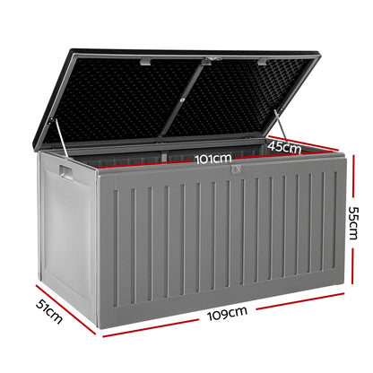 Gardeon Outdoor Storage Box 270L Container Lockable Garden Bench Tool Shed Grey OSB-S270-BKGE