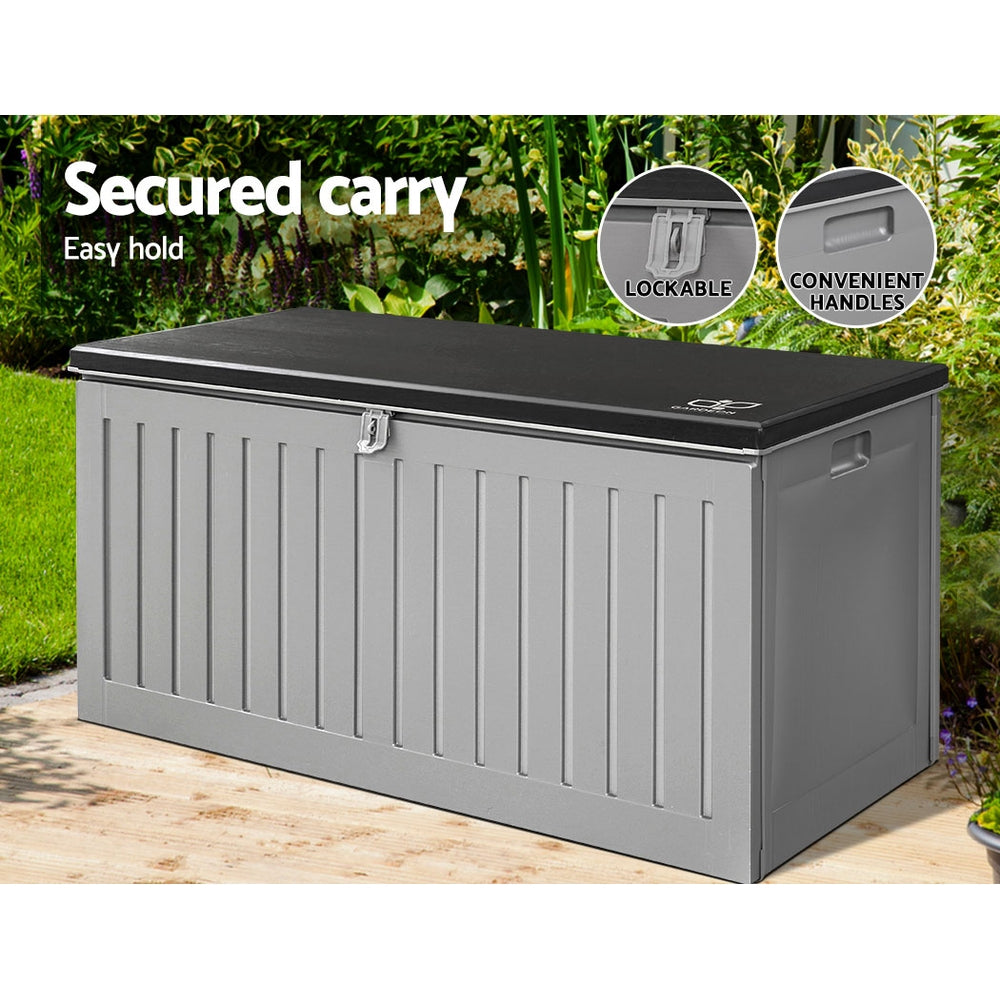 Gardeon Outdoor Storage Box 270L Container Lockable Garden Bench Tool Shed Grey OSB-S270-BKGE
