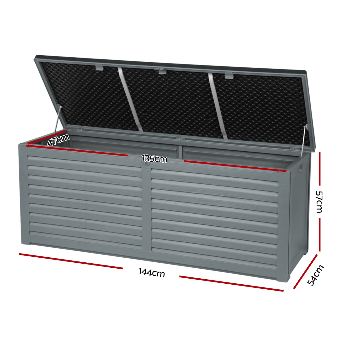 Gardeon Outdoor Storage Box 390L Container Lockable Garden Bench Tools Toy Shed Black OSB-S390-BK