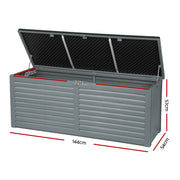 Gardeon Outdoor Storage Box 390L Container Lockable Garden Bench Tools Toy Shed Black OSB-S390-BK