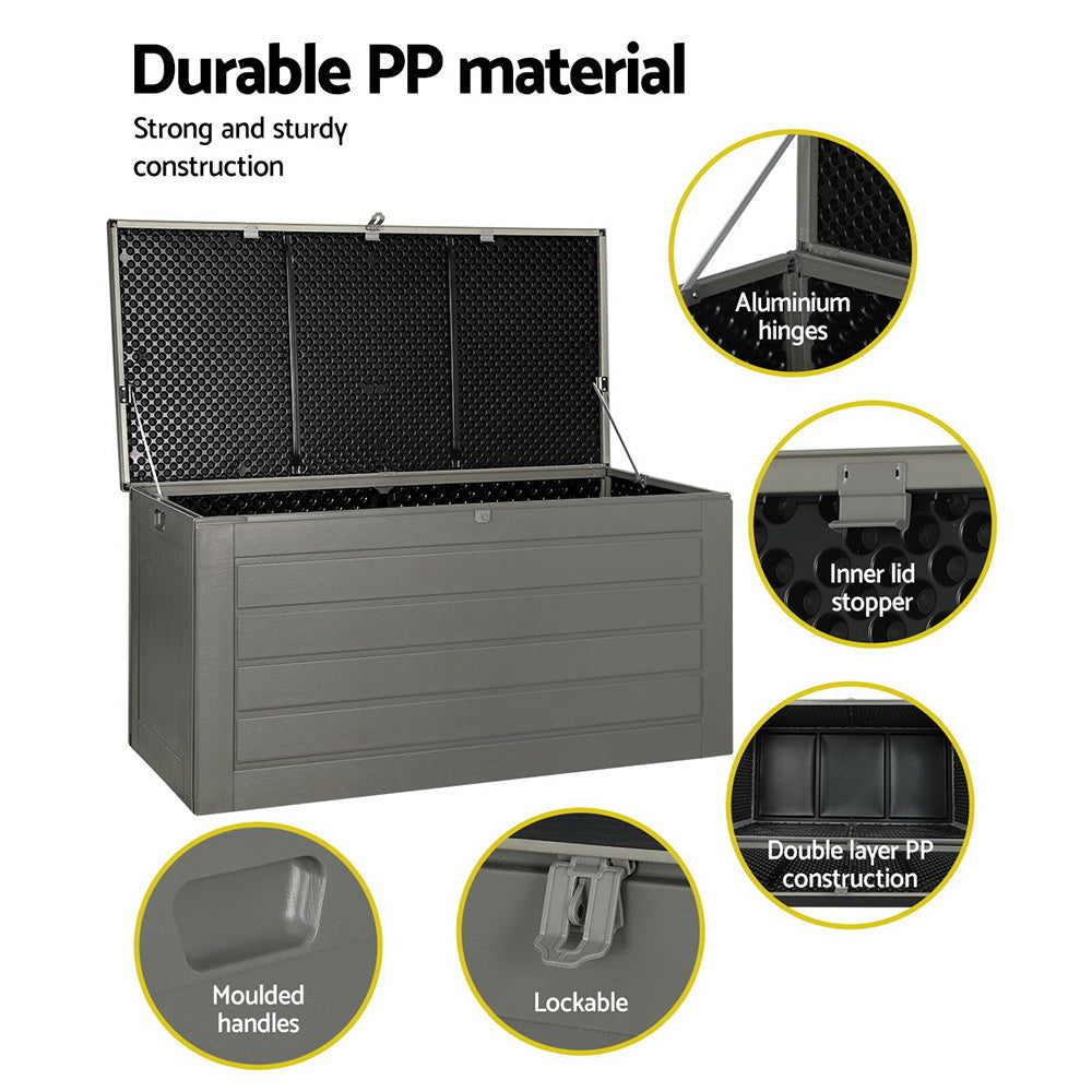 Gardeon Outdoor Storage Box 680L Container Lockable Garden Bench Tool Shed Black OSB-S680-BK
