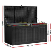 Gardeon Outdoor Storage Box 830L Container Lockable Bench Tool Shed All Black OSB-S830-ABK
