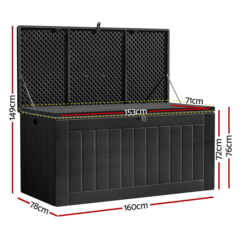 Gardeon Outdoor Storage Box 830L Container Lockable Bench Tool Shed All Black OSB-S830-ABK