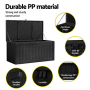 Gardeon Outdoor Storage Box 830L Container Lockable Bench Tool Shed All Black OSB-S830-ABK