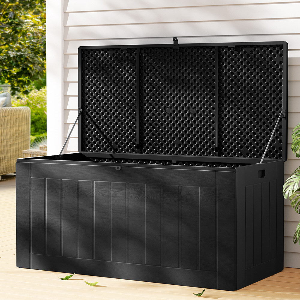Gardeon Outdoor Storage Box 830L Container Lockable Bench Tool Shed All Black OSB-S830-ABK