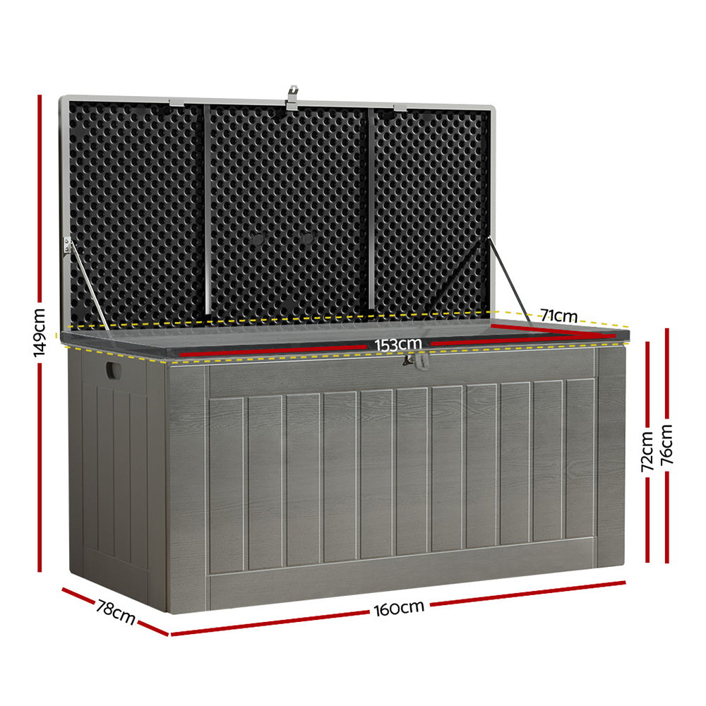 Gardeon Outdoor Storage Box 830L Container Lockable Garden Bench Tool Shed Black OSB-S830-BK