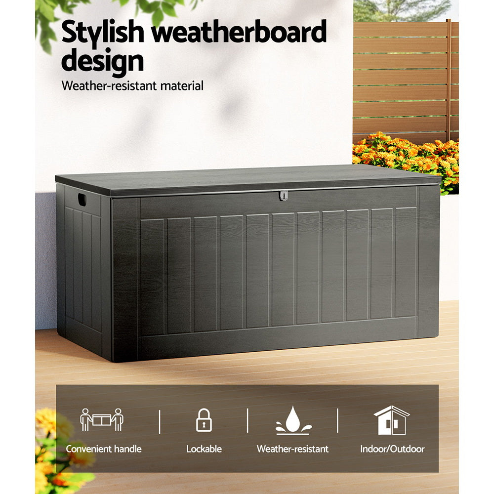 Gardeon Outdoor Storage Box 830L Container Lockable Garden Bench Tool Shed Black OSB-S830-BK