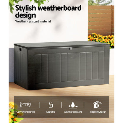 Gardeon Outdoor Storage Box 830L Container Lockable Garden Bench Tool Shed Black OSB-S830-BK