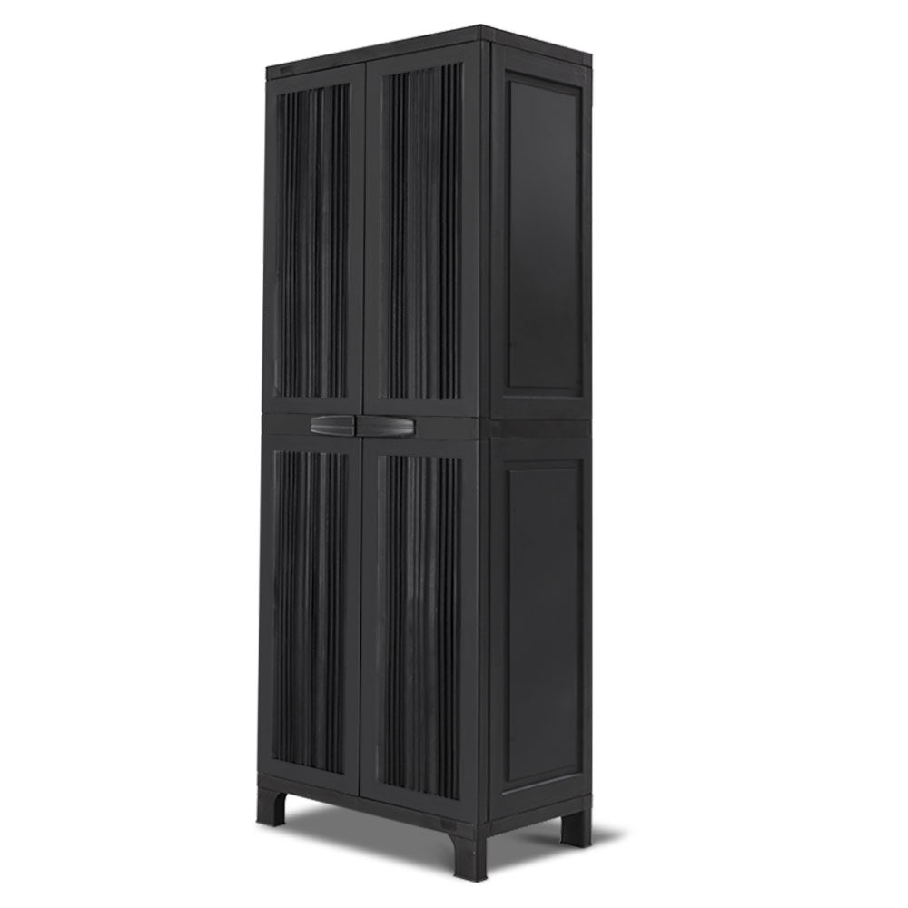 Gardeon Outdoor Storage Cabinet Box 173cm Lockable Cupboard Sheds Garage Adjustable Black OSC-CABI-H1D-BK