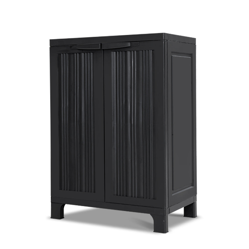 Gardeon Outdoor Storage Cabinet Box 92cm Lockable Cupboard Sheds Garage Adjustable Black OSC-CABI-L1F-BK