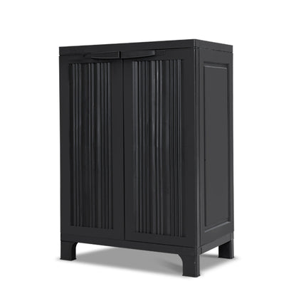 Gardeon Outdoor Storage Cabinet Box 92cm Lockable Cupboard Sheds Garage Adjustable Black OSC-CABI-L1F-BK