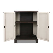 Gardeon Outdoor Storage Cabinet Box 92cm Lockable Cupboard Sheds Adjustable Rattan Beige OSC-CABI-L2F