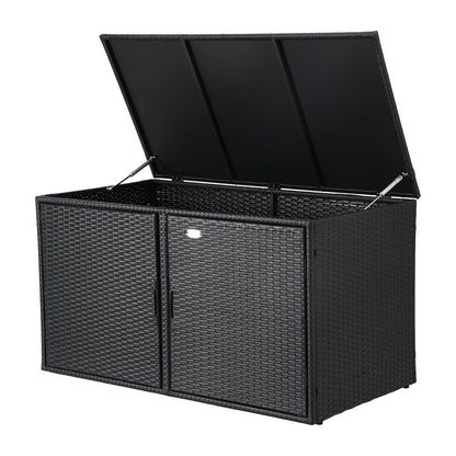 Gardeon Outdoor Storage Cabinet Box Deck Wicker Shelf Chest Garden Shed Tools Black OSC-CABI-RAT-2L-BK