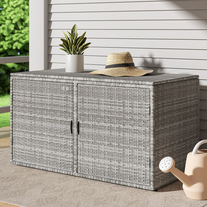 Gardeon Outdoor Storage Cabinet Box Deck Wicker Shelf Chest Garden Shed Tools OSC-CABI-RAT-2L-GE