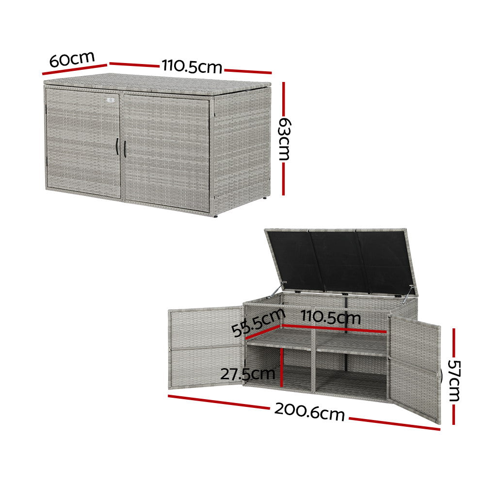 Gardeon Outdoor Storage Cabinet Box Deck Wicker Shelf Chest Garden Shed Tools OSC-CABI-RAT-2L-GE