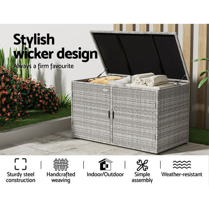 Gardeon Outdoor Storage Cabinet Box Deck Wicker Shelf Chest Garden Shed Tools OSC-CABI-RAT-2L-GE