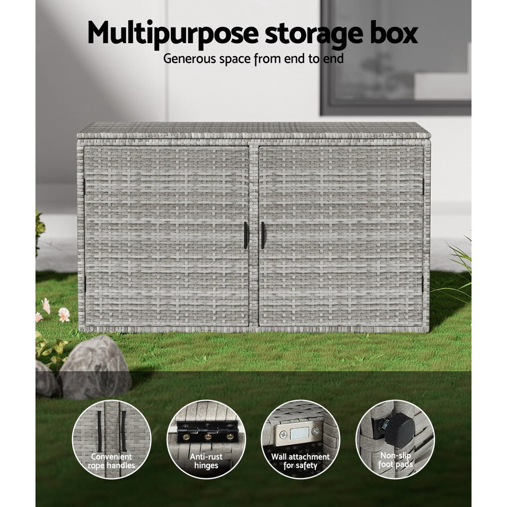 Gardeon Outdoor Storage Cabinet Box Deck Wicker Shelf Chest Garden Shed Tools OSC-CABI-RAT-2L-GE
