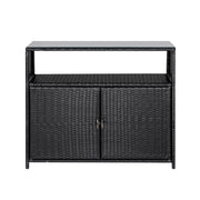 Gardeon Outdoor Storage Cabinet Box Garage Wicker Shed Tools Shelf Chest Garden OSC-CABI-RAT0519-BK
