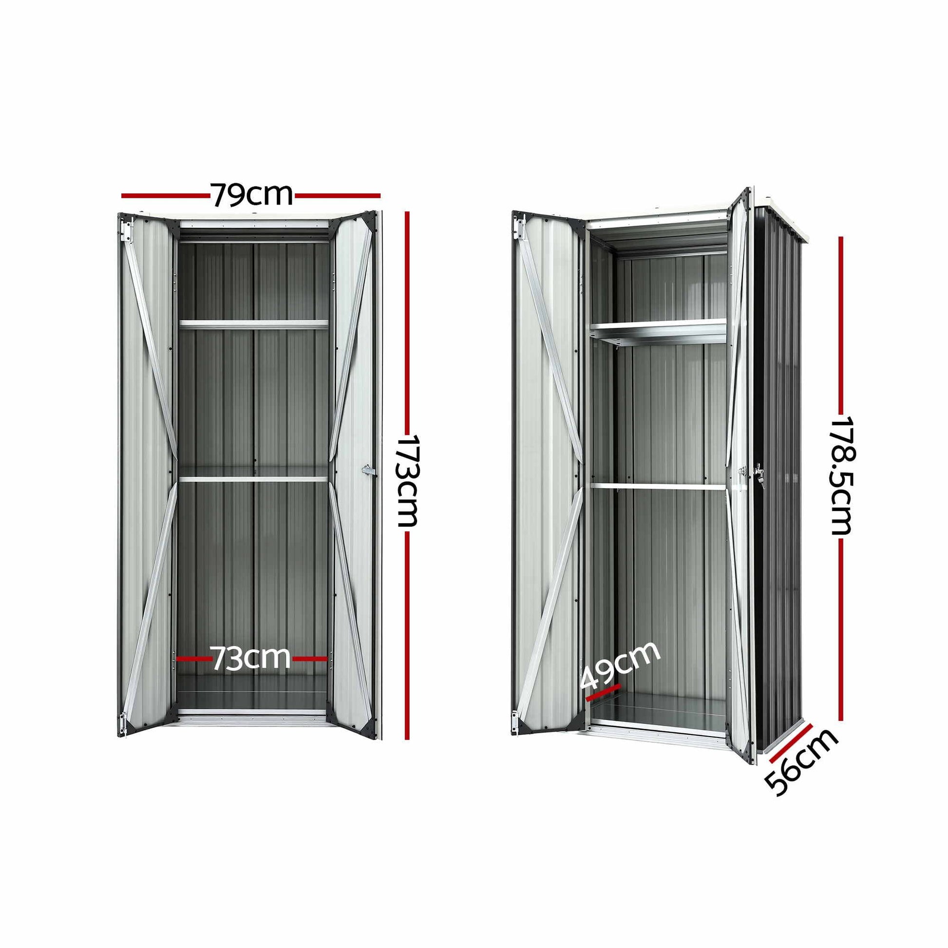 Gardeon Outdoor Storage Cabinet Garden Shed Tool Lockable Cupboard Steel Adjustable Shelves OSC-CABI-SL-BK
