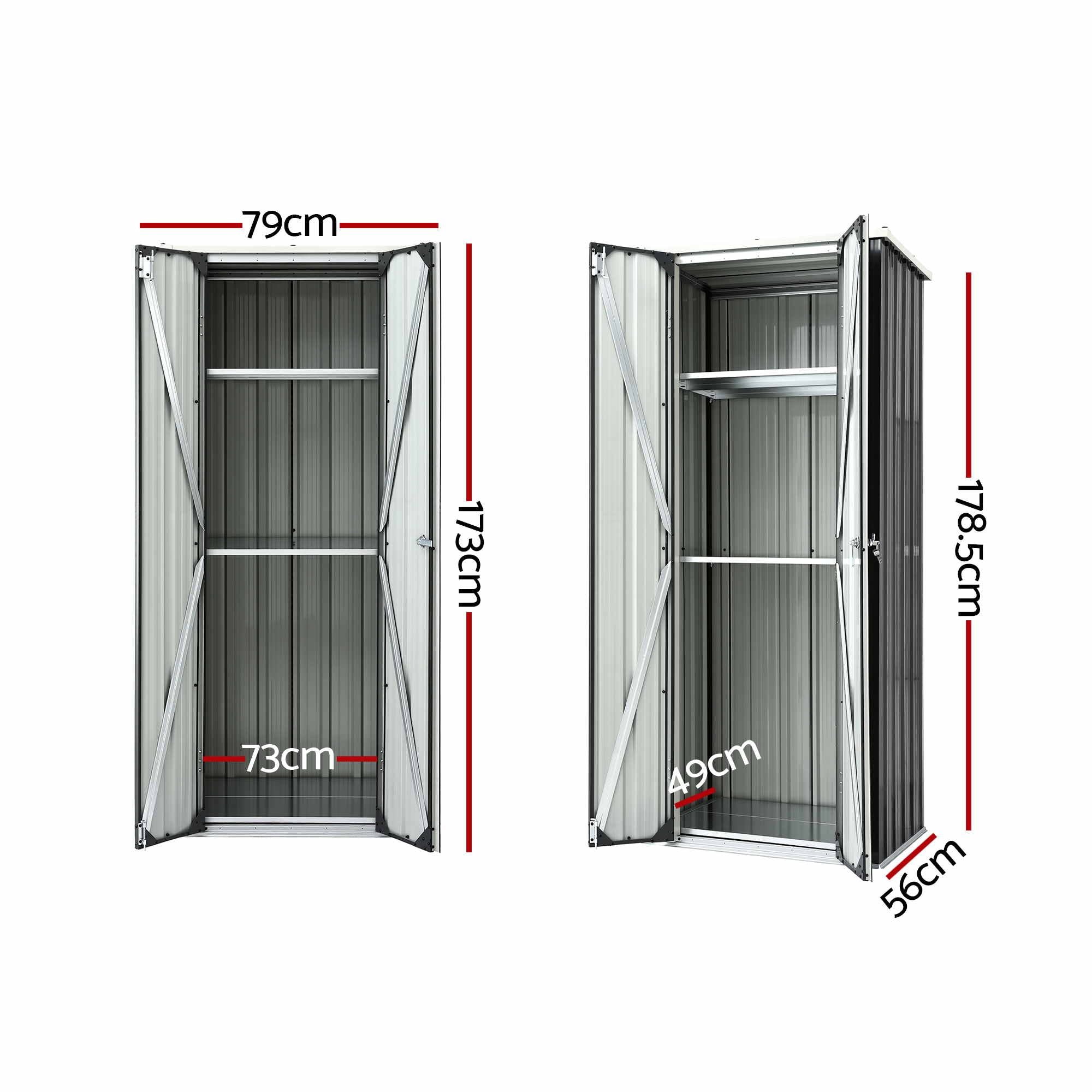 Gardeon Outdoor Storage Cabinet Garden Shed Tool Lockable Cupboard Steel Adjustable Shelves OSC-CABI-SL-BK