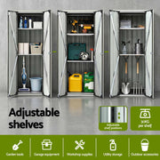 Gardeon Outdoor Storage Cabinet Garden Shed Tool Lockable Cupboard Steel Adjustable Shelves OSC-CABI-SL-BK