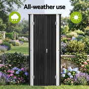 Gardeon Outdoor Storage Cabinet Garden Shed Tool Lockable Cupboard Steel Adjustable Shelves OSC-CABI-SL-BK