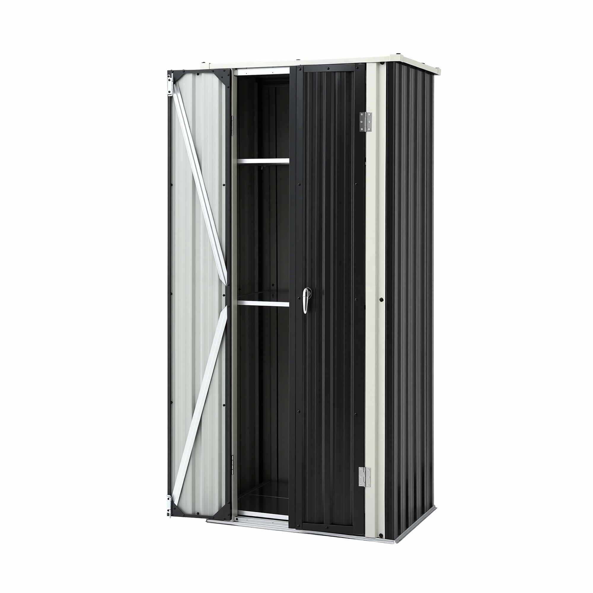 Gardeon Outdoor Storage Cabinet Garden Shed Tool Lockable Cupboard Steel Adjustable Shelves OSC-CABI-SL-BK