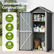 Gardeon Outdoor Storage Cabinet Garden Shed Steel Tool Lockable Cupboard Adjustable Shelves OSC-CABI-SL-ROOF-BK