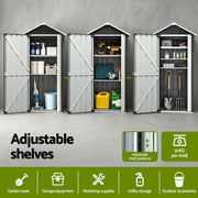 Gardeon Outdoor Storage Cabinet Garden Shed Steel Tool Lockable Cupboard Adjustable Shelves OSC-CABI-SL-ROOF-BK