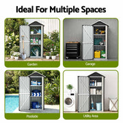 Gardeon Outdoor Storage Cabinet Garden Shed Steel Tool Lockable Cupboard Adjustable Shelves OSC-CABI-SL-ROOF-BK