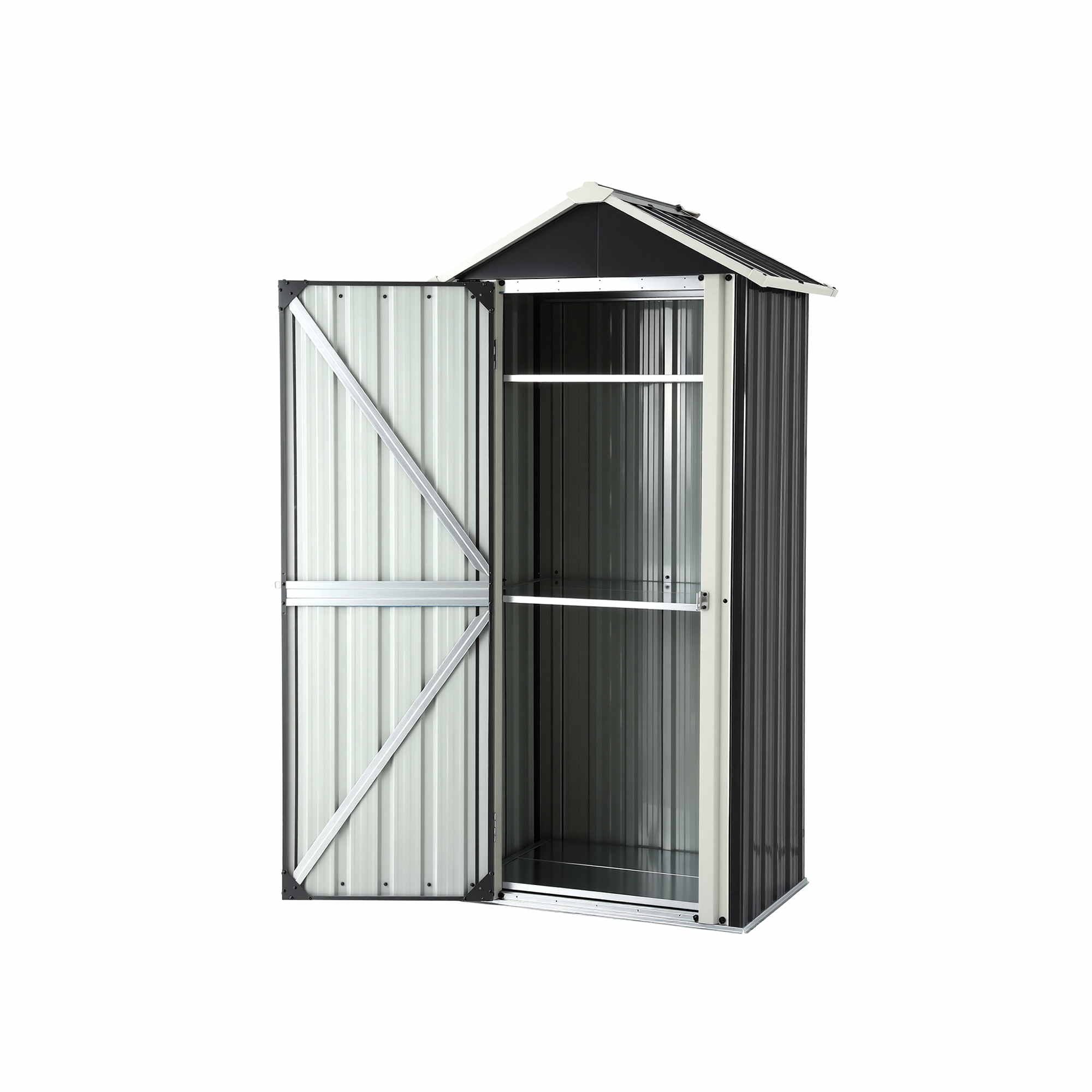Gardeon Outdoor Storage Cabinet Garden Shed Steel Tool Lockable Cupboard Adjustable Shelves OSC-CABI-SL-ROOF-BK