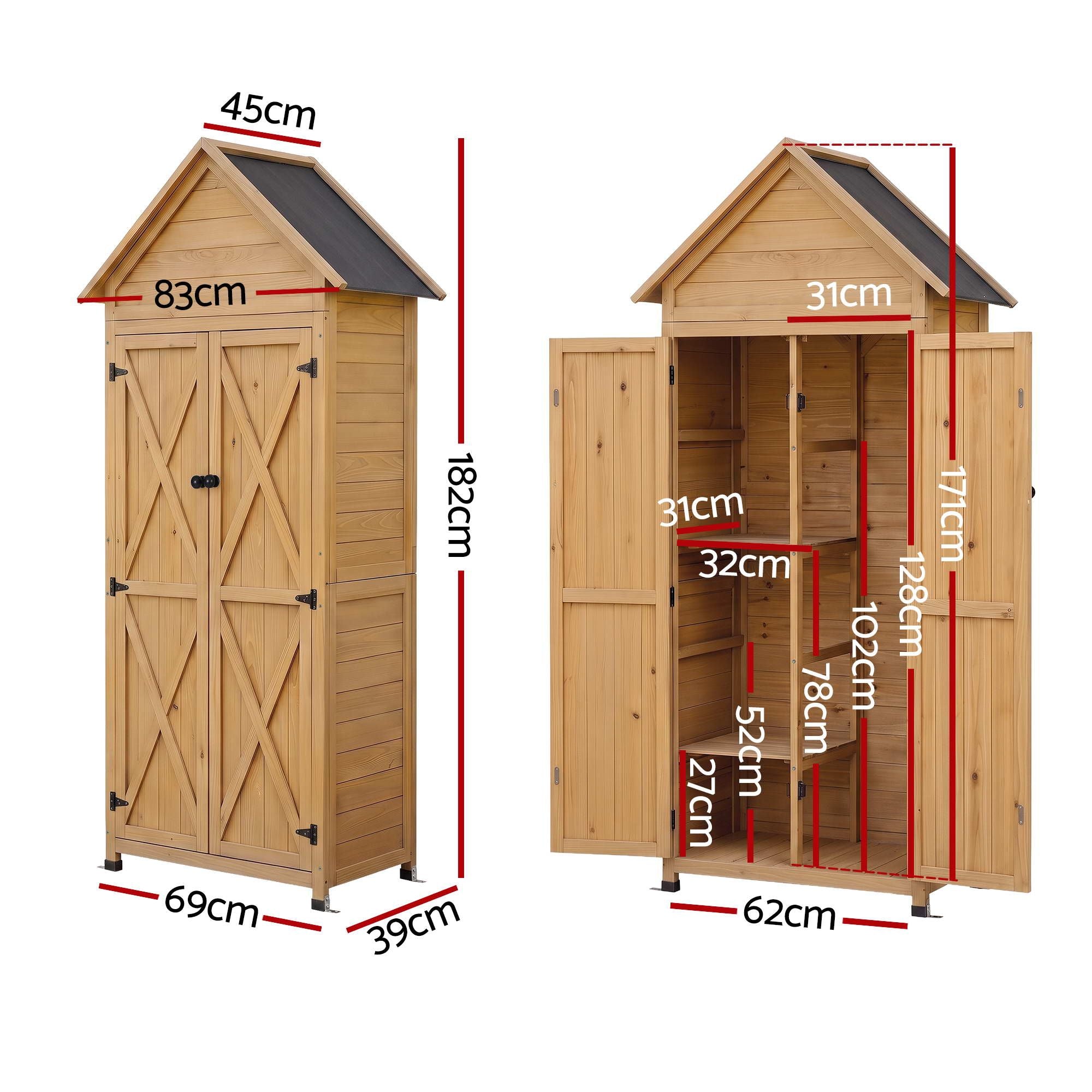 Gardeon Outdoor Storage Cabinet Cupboard Tool Organizer Shed Adjustable Natural