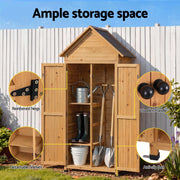 Gardeon Outdoor Storage Cabinet Cupboard Tool Organizer Shed Adjustable Natural