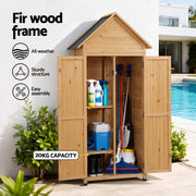 Gardeon Outdoor Storage Cabinet Cupboard Tool Organizer Shed Adjustable Natural
